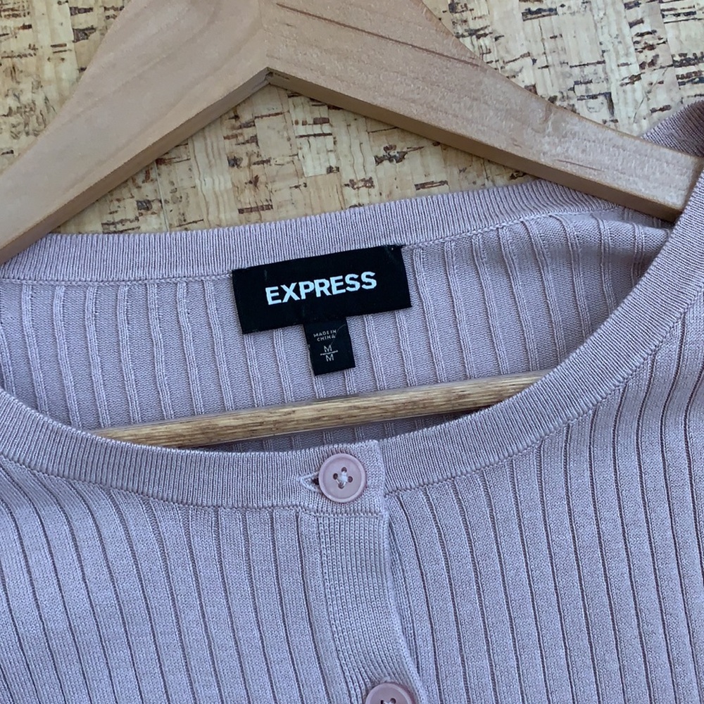 Express Button Down Ribbed Cardigan - Picture 6 of 9